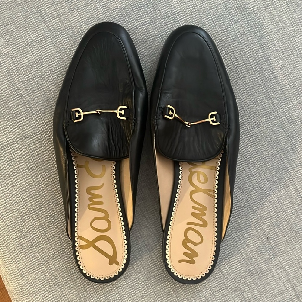 Sam Edelman black slip on mules